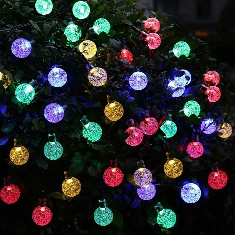 30 LED Crystal Ball Solar Powered Christmas Lights 20 Ft