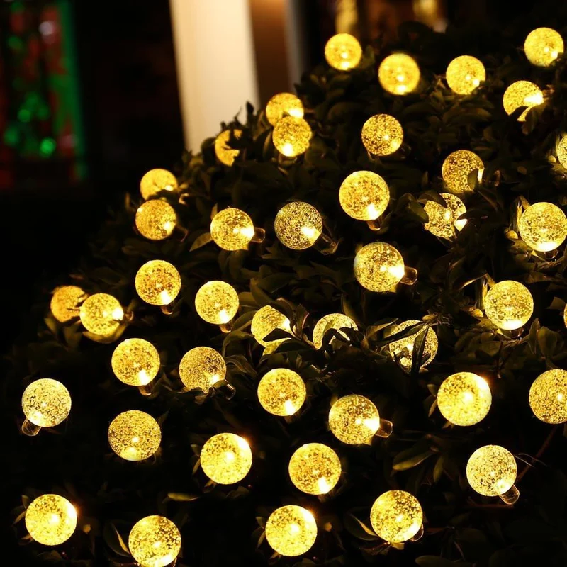 20 Ft Crystal Ball Warm Solar String Lights 30 LED