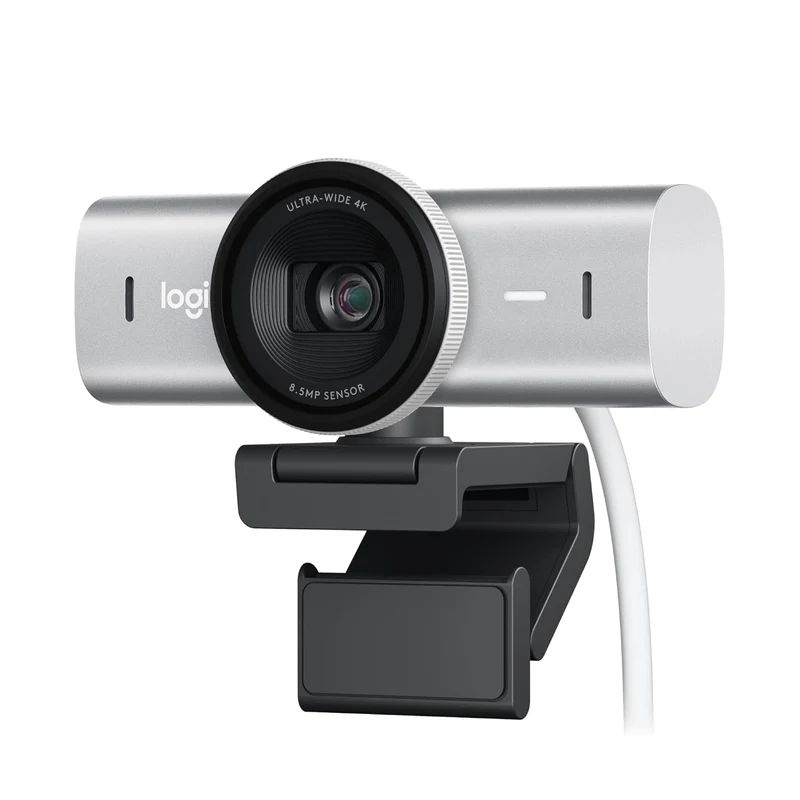 Logitech MX Brio Ultra HD 4K Collaboration and Streaming Webcam with Free Adobe Subscription, 1080p at 60 FPS, Dual Noise Reducing Mics, Show Mode, USB-C, Webcam Cover