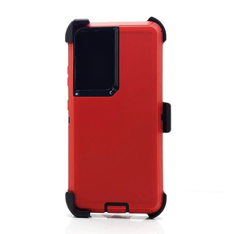 Defender Case w/ Clip For Samsung S21 Ultra (red)