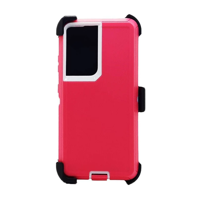 Defender Case w/ Clip For Samsung S21 Ultra (pink)