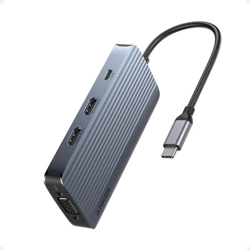 Anker 8-in-1 USB-C Hub, USB C Docking Station Triple Display Multi-Port Dongle with 2 HDMI 4K and VGA 1080p