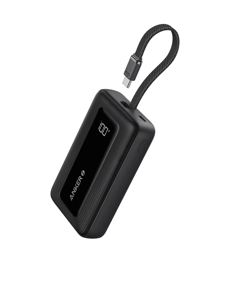 Anker Zolo Power Bank (10K, 30W) with a 5.4-inch (13.7 cm) built-in USB-C cable.