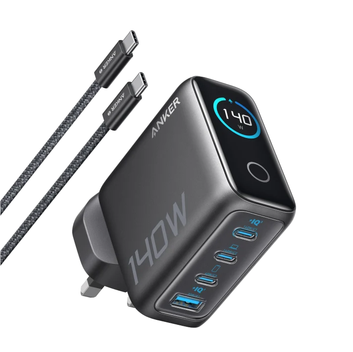 Anker Laptop Charger (140W, 4-Port, PD 3.1) with USB-C Cable