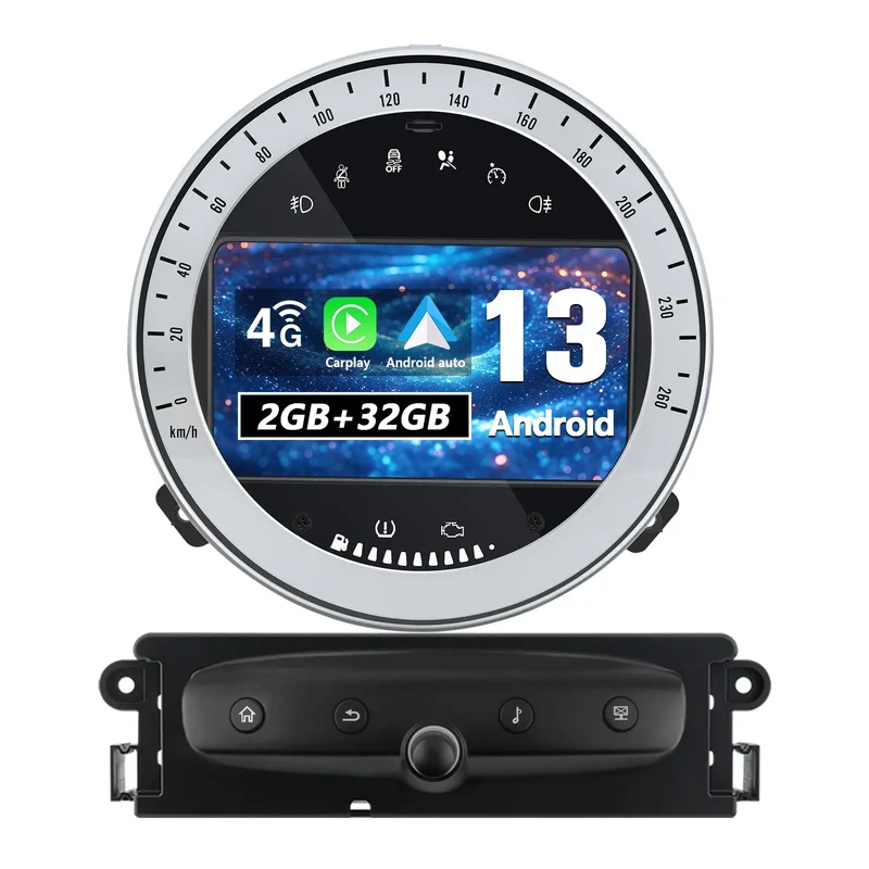 AWESAFE Android 13 Autoradio mit 2GB+32GB, Bluetooth, GPS, WLAN und kabellosem Android Auto & CarPlay für BMW MINI 2010-2014