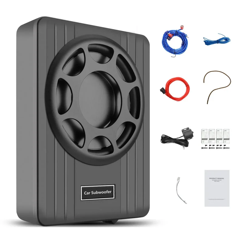 AWESAFE 10‘’ Slim Powered Car Subwoofer Underseat 800W & 1200W Power High Low-Level Input for Car/Trucks