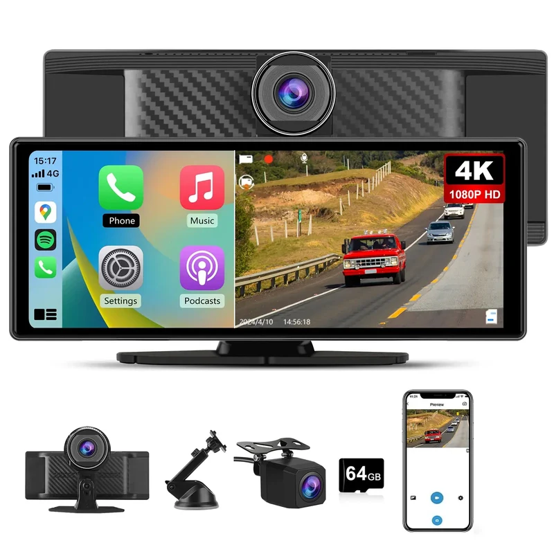 AWESAFE Touch Screen 10.26 Inch with Wireless CarPlay & Android Auto