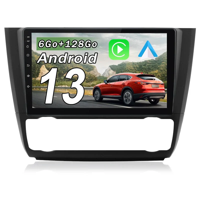 AWESAFE Autoradio Android 13[6Go 128Go] pour BMW 1 Series E81 E82 E87 E88 (2004-2011) avec 9 Pouces Carplay San Fil/Auto GPS WiFi Bluetooth USB FM RDS/Commandes au Volant/Aide au Stationnement