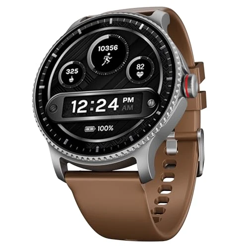 Boat Lunar Discovery w/ 1.39" (3.5 cm) HD Display, Turn-by-Turn Navigation, DIY Watch Face Studio, Bluetooth Calling, Emergency SOS, QR Tray, Smart Watch for Men & Women(Brown)