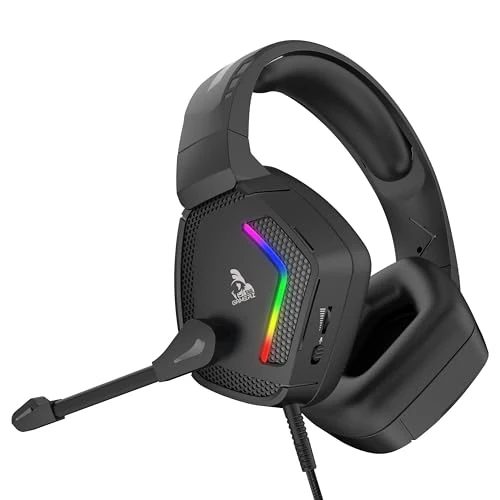 TAG Gamerz Victor RGB Black Over-Ear Gaming Headphone Headset | Soft Ear Cups | 50mm Driver| 3.5mm Audio | 7 Color Breathing RGB with USB | 2m Braided Cable