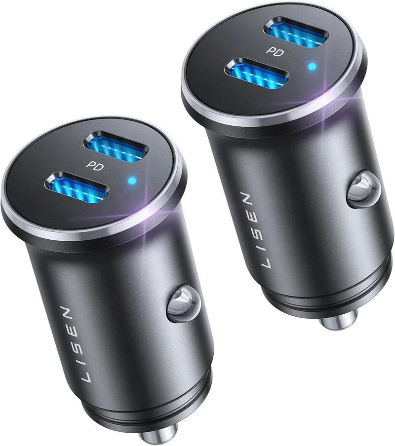 LISEN 60W Dual Port USB C Kfz-Ladegerät für den Zigarettenanzünder