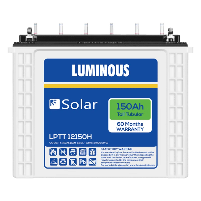 Luminous Solar 150 Ah Tall Tubular Battery - 5 Years
