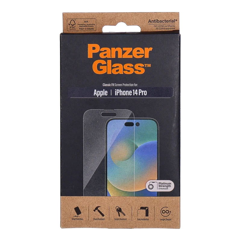 PanzerGlass Anti-Bacterial Screen Protector iPhone 14 Pro Classic Fit