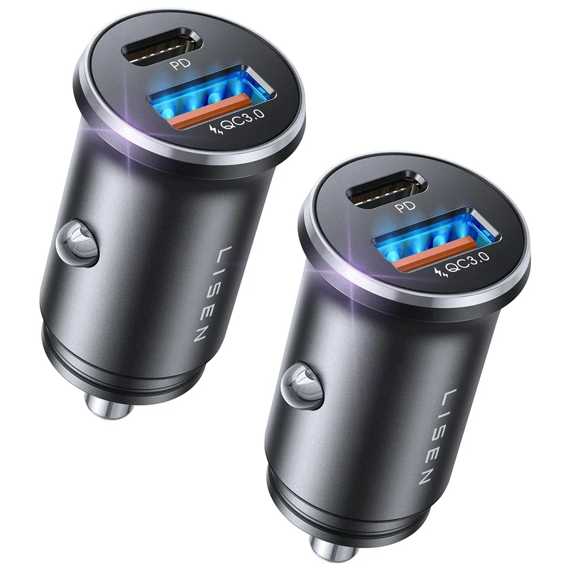 LISEN Auto-Ladegerät USB C, 69W Zigarettenanzünder USB-Ladegerät Adapter, Autozubehör Geschenke für Männer, Mini USBC Auto Schnellladeadapter USBC Typ C 12V Steckerbuchse, für iPhone 17 Pro Max 16 15 14 13