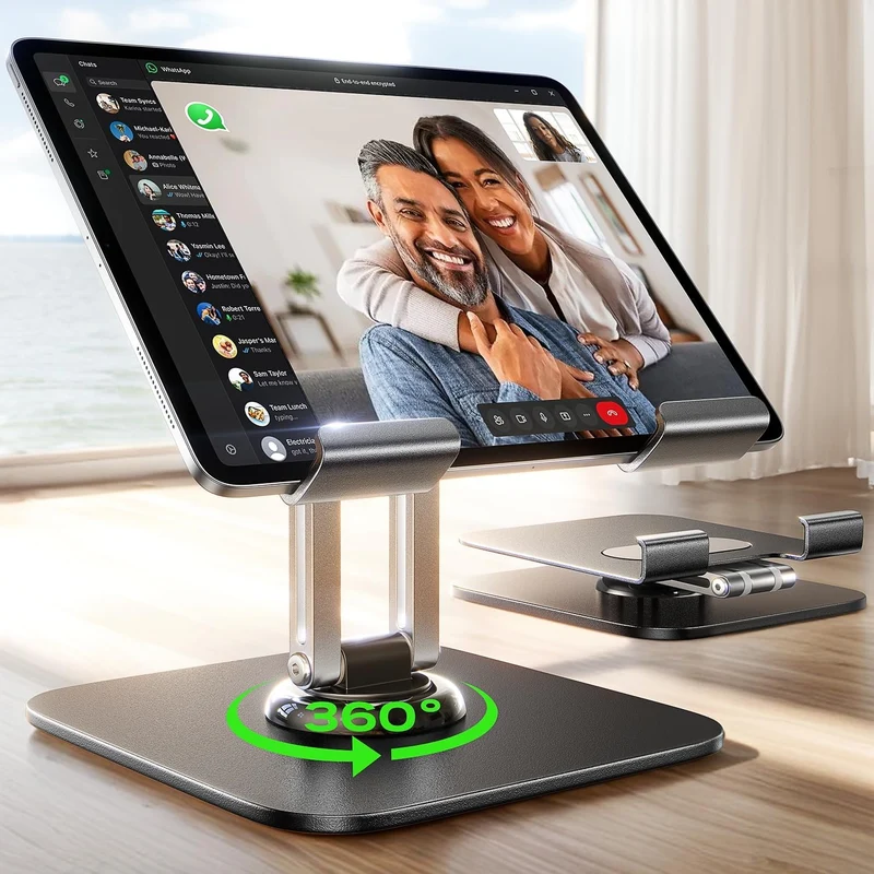 LISEN Tablet-Halterung 360° Metall iPad-Ständer Verstellbarer Schreibtischständer Handy- und Kindle-Halterung