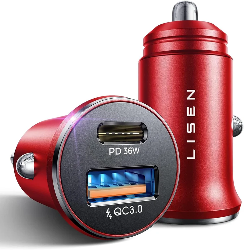LISEN 2er-Pack USB C Kfz-Ladegerät-Adapter, Schnellladung