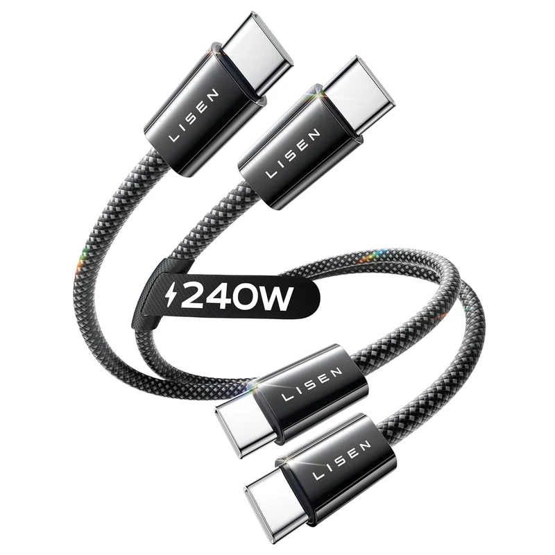 LISEN 2er-Pack 240W USB C auf USB C Kabel 0,5M Ladekabel Schwarz
