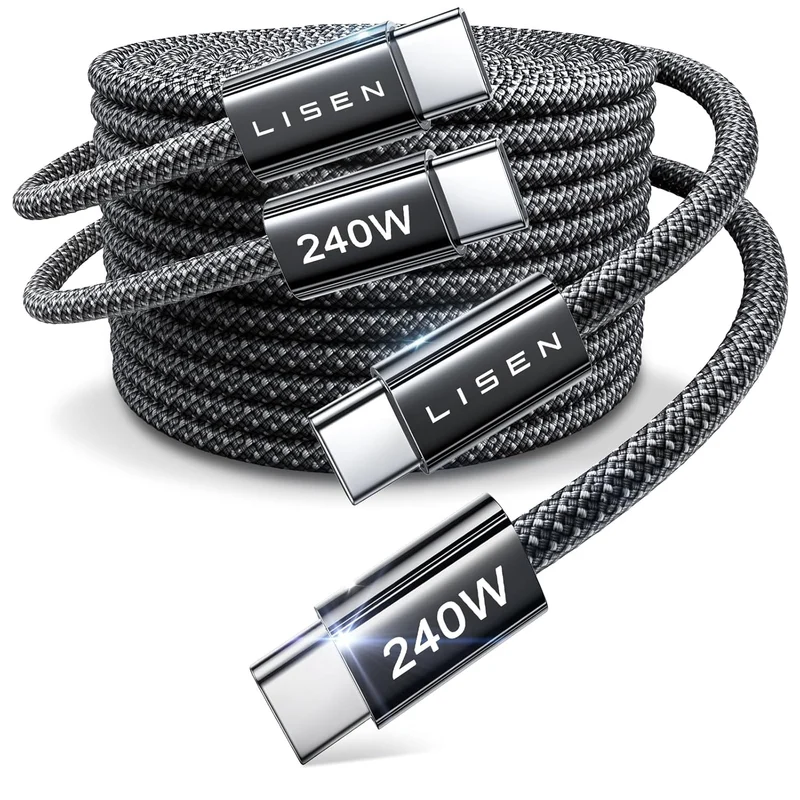 LISEN 2er-Pack 240W USB C auf USB C Kabel 3M Ladekabel Schwarz