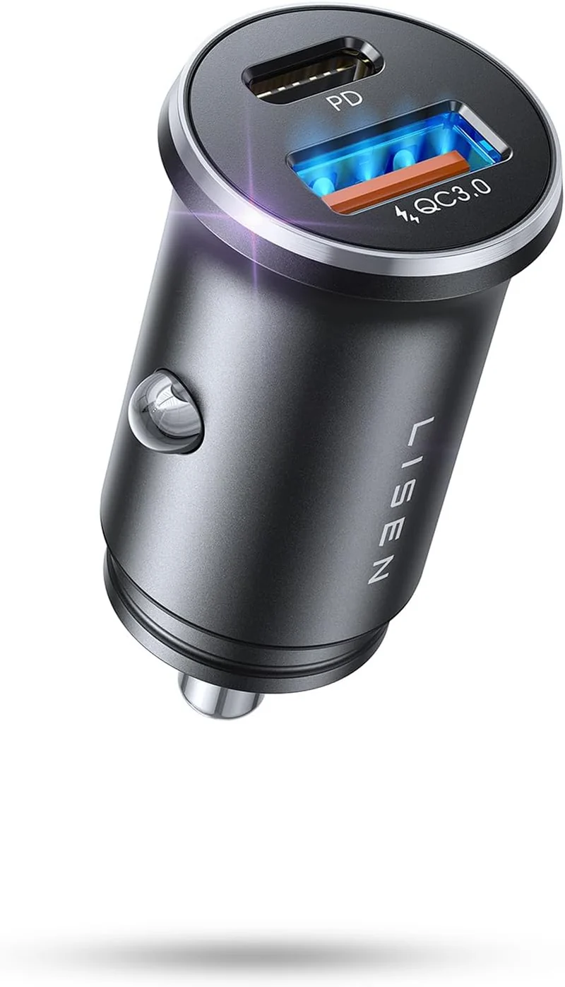LISEN Auto-Ladegerät USB C Super Mini Schnellladung PD36W & QC3.0 18W Dual-Port