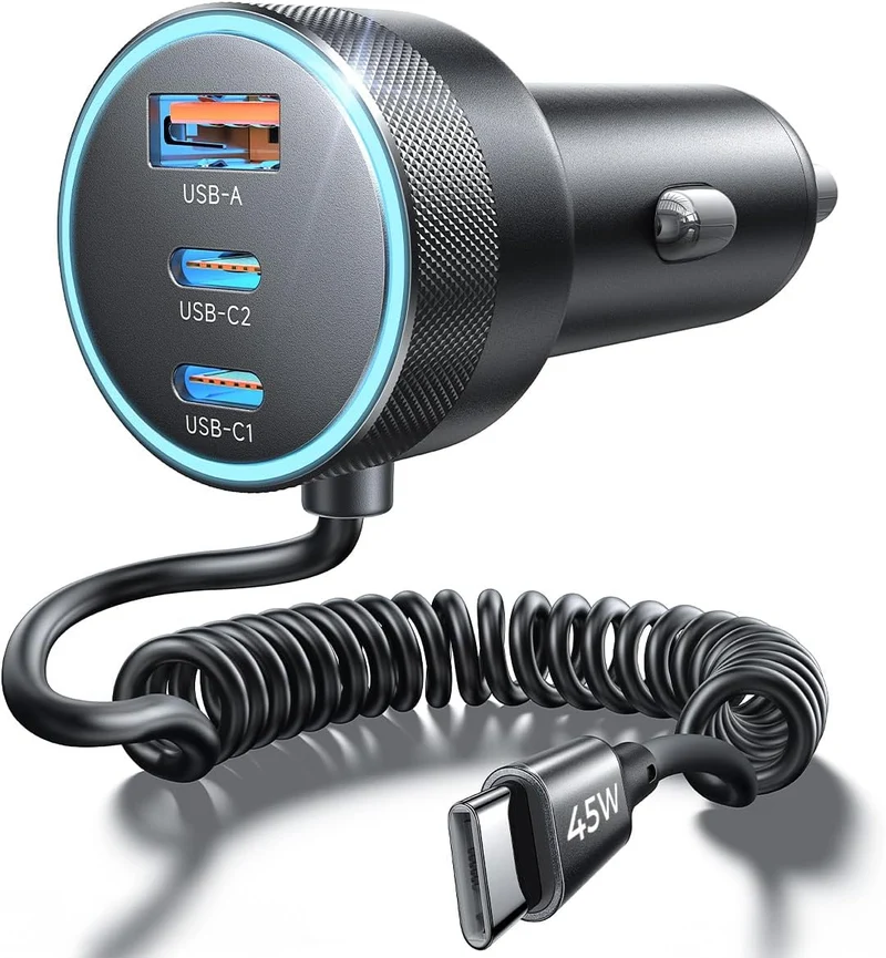 LISEN 4-in-1 Zigarettenanzünder USB-Ladegerät Kfz-Ladegerät Schnellladung
