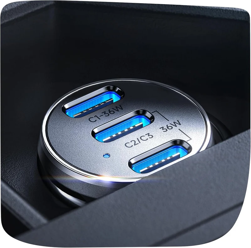 LISEN Mini-USB-C-Autoladegerät, 12 V, Schnellladung, Zigarettenanzünder