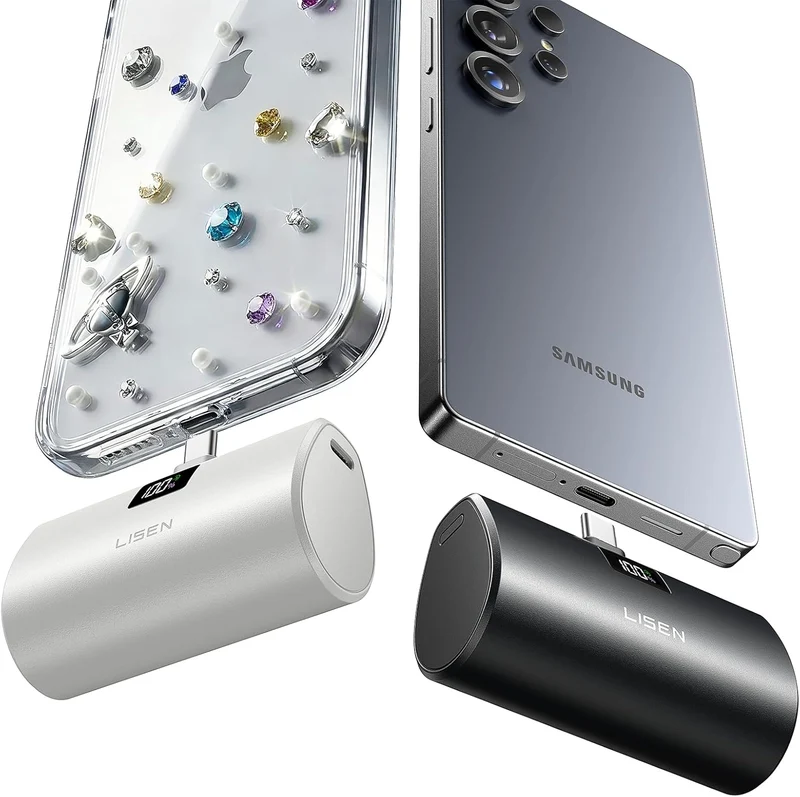6800mAh Mini Tragbares Ladegerät USB C Powerbank Reiseutensilien für iPhone 17 Pro Max 22.5W Schnellladung[Nur USB-C, Flugsicher], LISEN für iPhone 17 Pro Max 16 15, Samsung S26 S25 Ultra, iPad, Grau