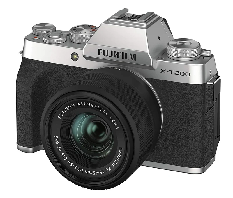 Fujifilm X-T200 24.2 MP Mirrorless Camera with XC 15-45 mm Lens (APS-C Sensor, Electronic Viewfinder, Vari-Angle LCD Touchscreen, Face/Eye AF, 4K Video Vlogging, Film Simulations) - Black/Silver