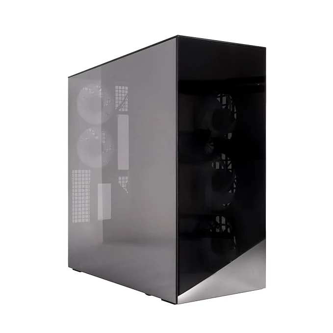 ARCTIC Xtender VG (Mirror Black) with Vertical GPU Mount | PLCe 4.0 Raiser Cable| - PC Case, Mirrored Glass, 2 x 420 mm Radiator Support, Midi Tower, E-ATX, 5X A-RGB Fans pre-Mounted - Black
