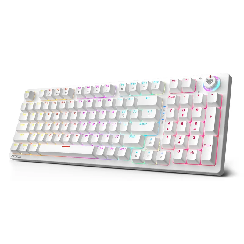 EvoFox Katana X2 FS Mechanical Gaming Keyboard | 3‑Pin Replaceable Silent Red Switches, Dynamic Backlighting, All Keys Anti‑Ghosting, Volume Knob, Copilot, Xbox Gamebar, Screenshot & More