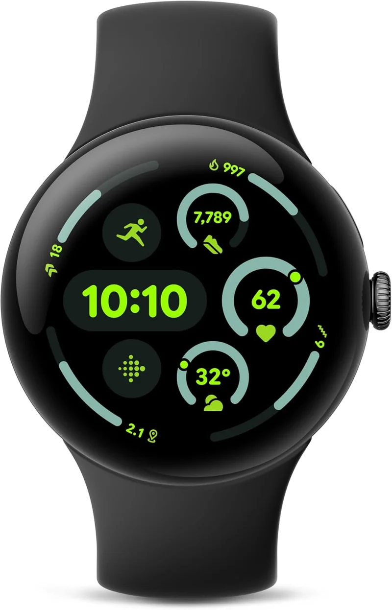 Google Pixel Watch 3 (41mm) 2024 Model - Android Smartwatch, Heart Rate Tracking, Fitbit Advanced Running, Fitness Insights, 24-Hour Battery - Matte Black Aluminum Case - Obsidian Band - Wi-Fi