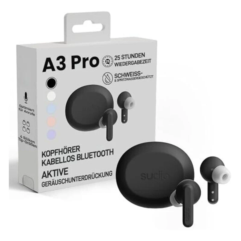 SUDIO A3 Pro In-ear Kopfhörer Bluetooth Schwarz