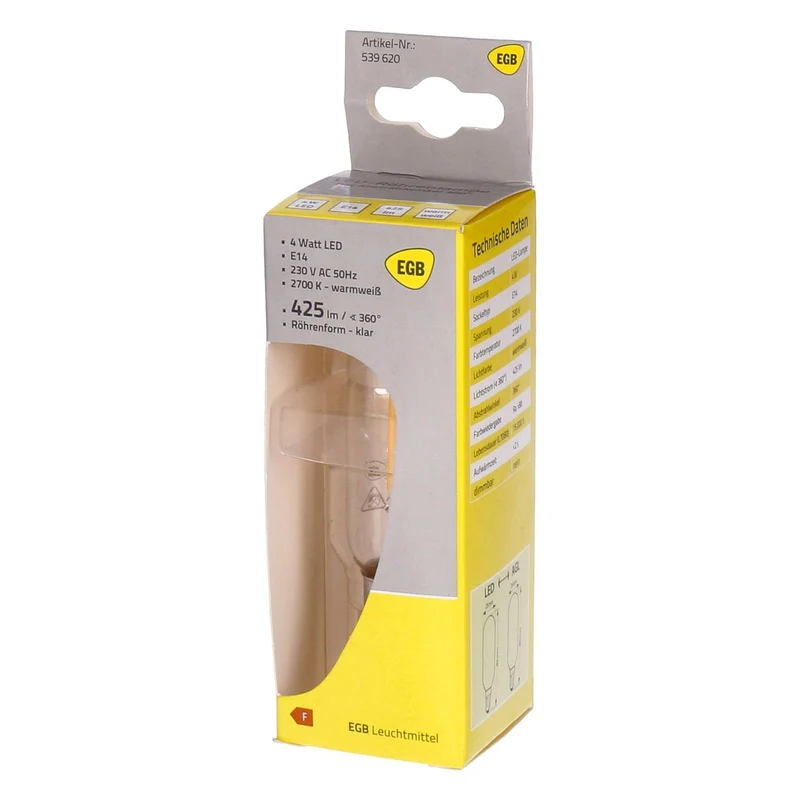 EGB LED Röhrenlampe E14 4W 425lm warmweiß
