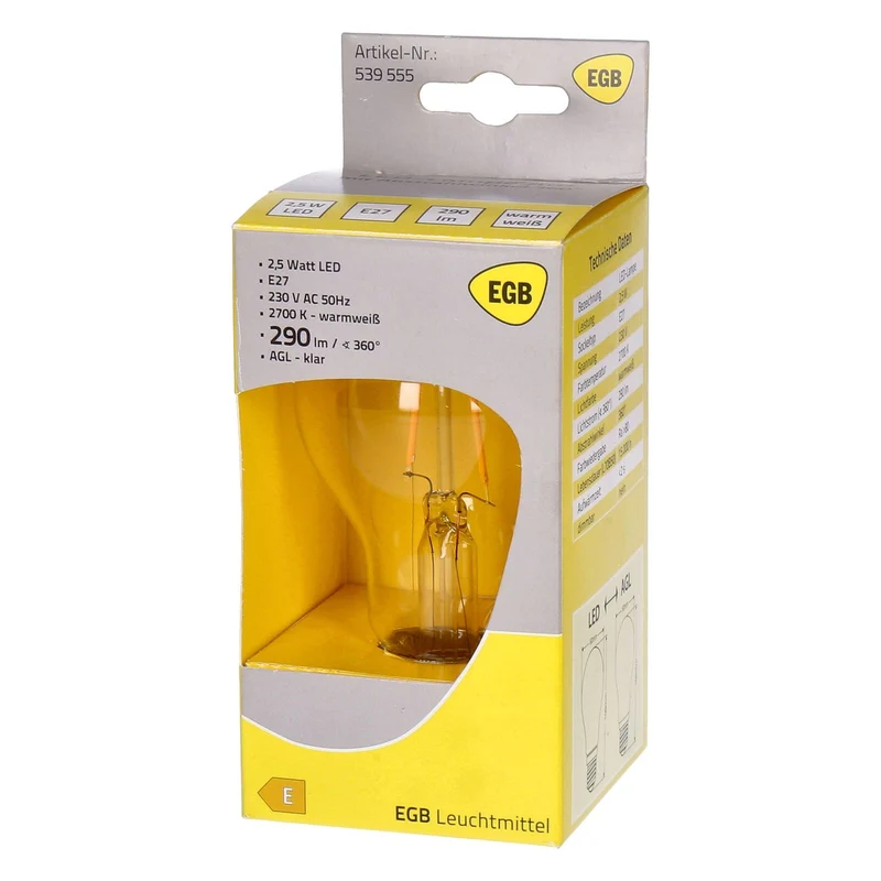 EGB LED Lampe AGL E27 2,5W 290lm warmweiß mit Abstrahlwinkel 360°