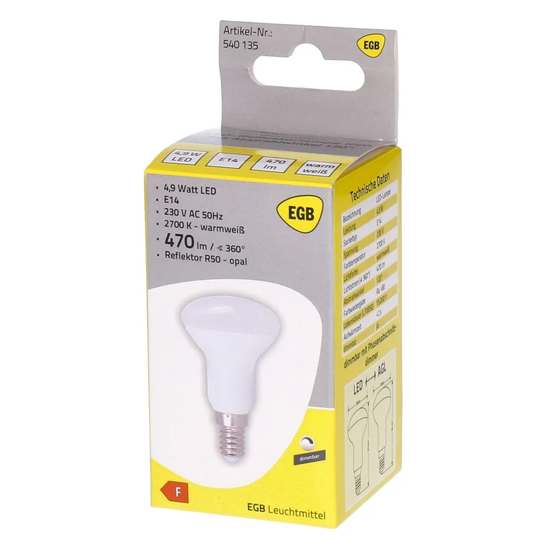 EGB LED-Reflektorlampe E14 R50-DIM matt 2700K 440lm