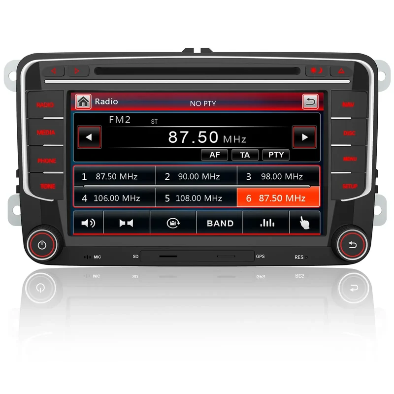 AWESAFE Windows Autoradio 2 Din per VW Volkswagen Golf 5 6 Polo Passat Skoda Seat Tiguan, 7 Pollici con GPS Navigatore Car Radio Supporta la funzione Comandi al volante BT CD DVD SD USB RDS