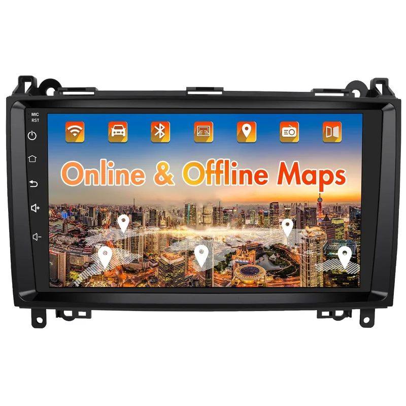 AWESAFE Autoradio für Mercedes Benz A-Klasse W169 B-Klasse W245 Viano Vito W639 Sprinter, Android 13, 2+32G, 9 Zoll Touchscreen, mit Blende, Unterstützt Navigation CarPlay Android Auto Bluetooth WiFi