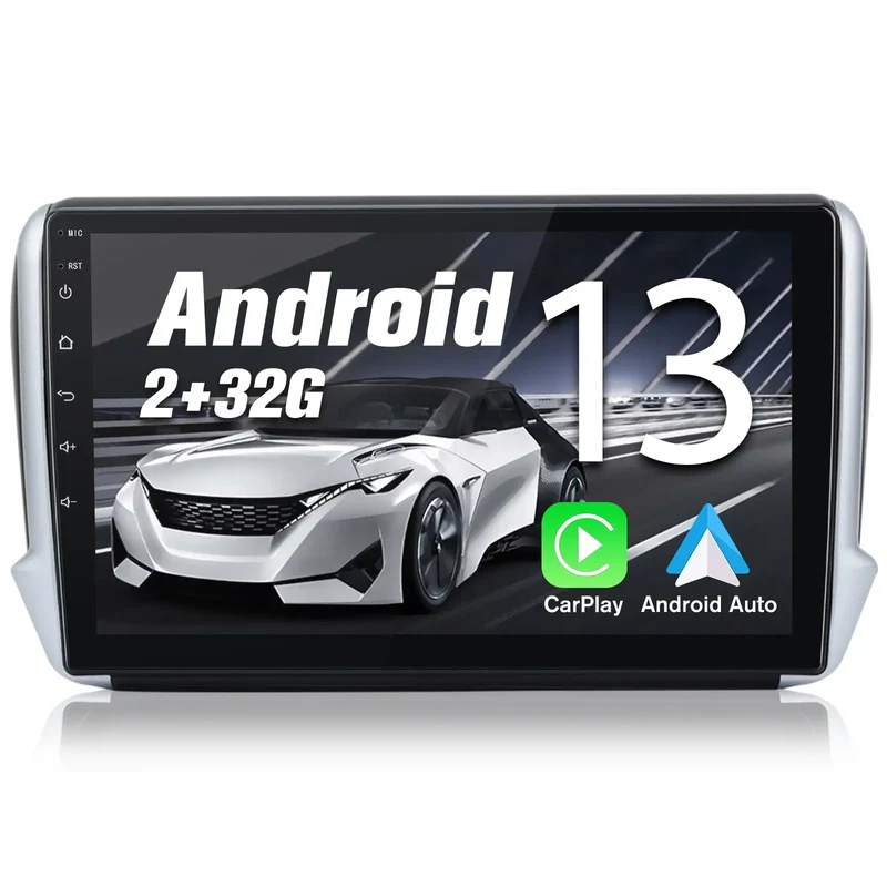 AWESAFE Autoradio Android 13 pour Peugeot 208/2008 [2Go+32Go] 10 Pouces Écran avec Carplay & Android Auto GPS/Wi-FI/Bluetooth/USB/FM/SD/RDS/Aide au Parking/Commande au Volant