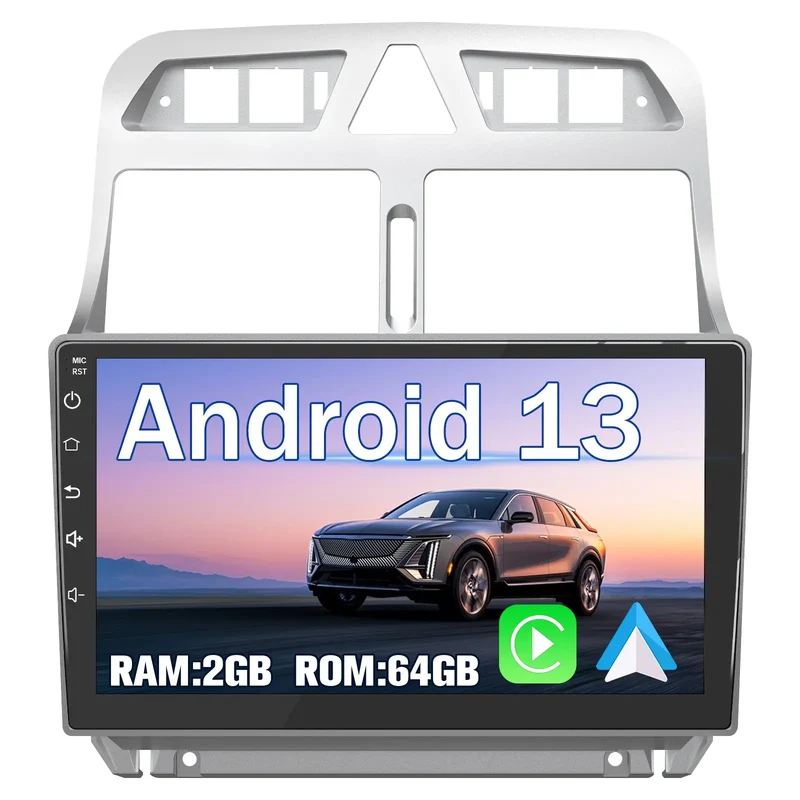 AWESAFE Autoradio Android 13 pour Peugeot 307 307CC 307SW (2002-2013) [2Go+32Go] avec 9 Pouces Écran Tactile Carplay Android Auto GPS Bluetooth Wi-FI/Commande au Volant/Aide au Parking