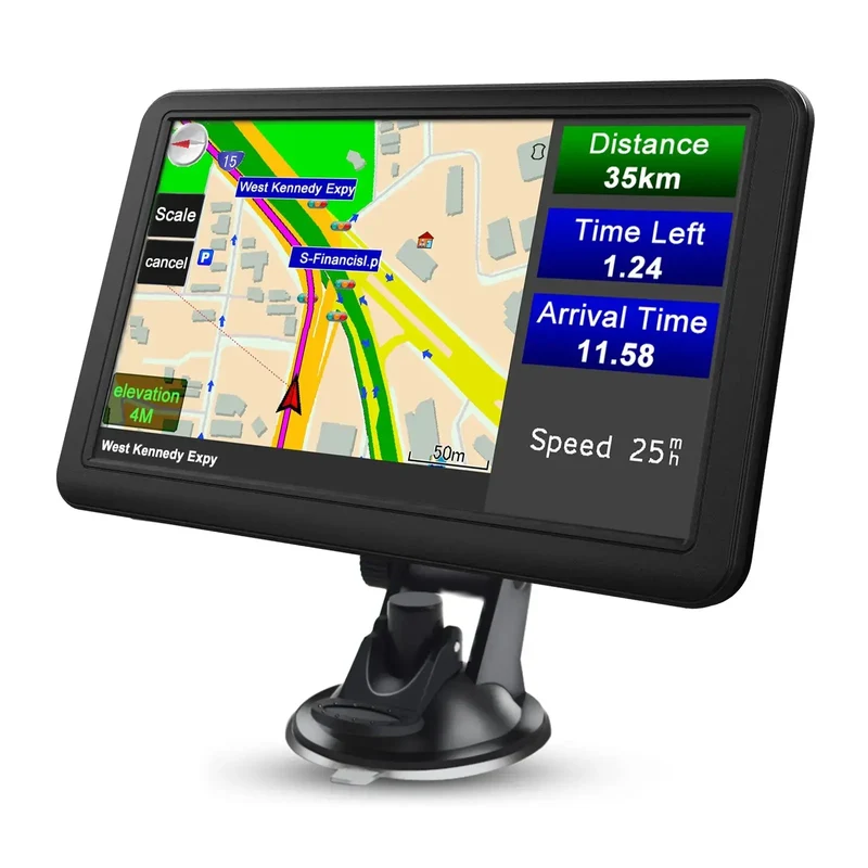 AWESAFE GPS 7 Pouces Bluetooth FM Guidage Vocal Multilingue Cartes 2D3D 2025 MAJ Gratuites pour Voitures Taxis Poids Lourds
