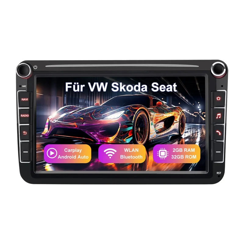 AWESAFE Android 13 Autoradio 8 Zoll Touchscreen für VW Golf 5 Golf 6 Skoda Seat, unterstützt Carplay&Android Auto Navigation Bluetooth MirrorLink