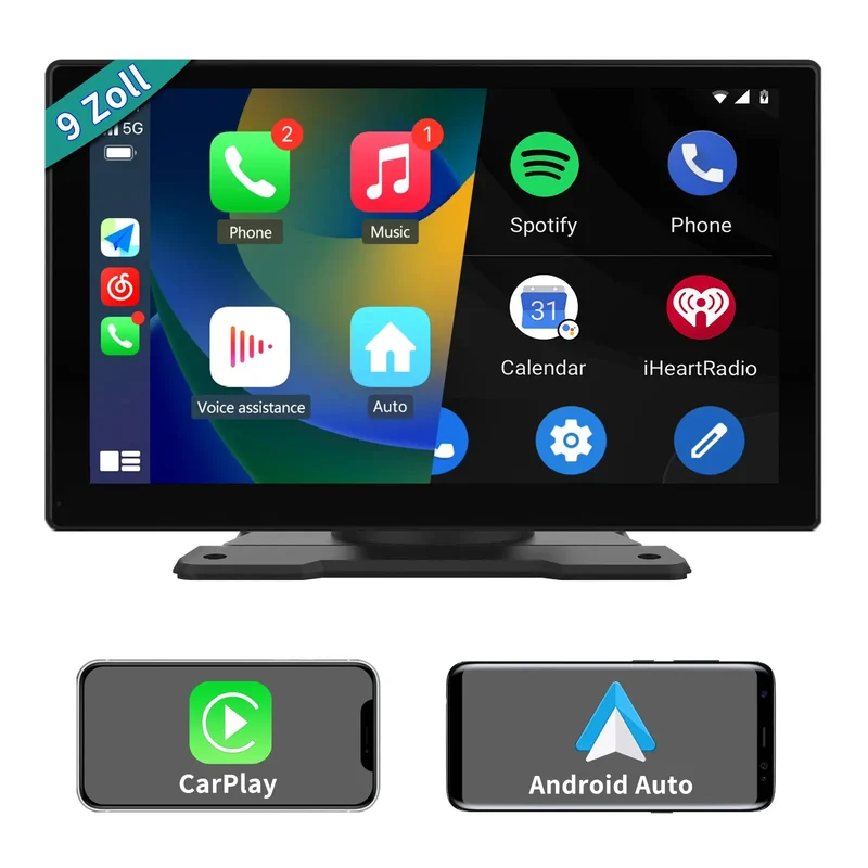 AWESAFE Navigationsgeräte mit CarPlay und Android Auto, Bluetooth, Mirrorlink, 9 Zoll Touchscreen, GPS Navigation für Auto LKW PKW KFZ