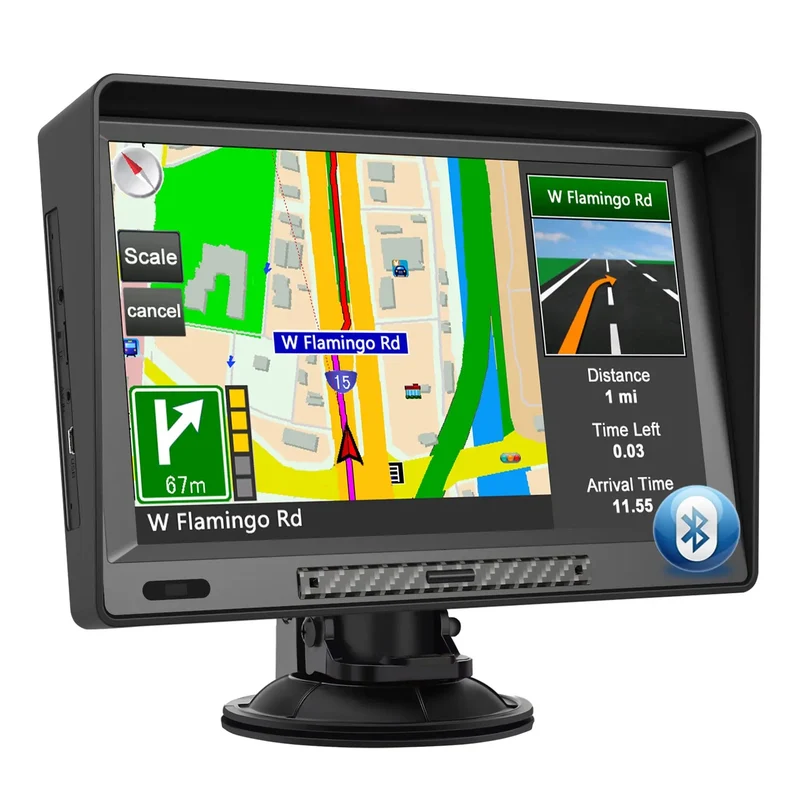 AWESAFE 9 Zoll GPS Navigationsgerät für Auto mit Bluetooth FM Sprachführung inkl Montagehalterung Europa Karte Jährliche Kostenlose Updates