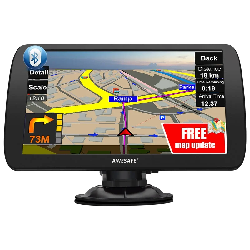AWESAFE GPS Navigationsgerät Auto 9 Zoll mit Bluetooth FM 2D 3D Karten Sprachausgabe inklusive Europa Karte jährliche kostenlose Updates