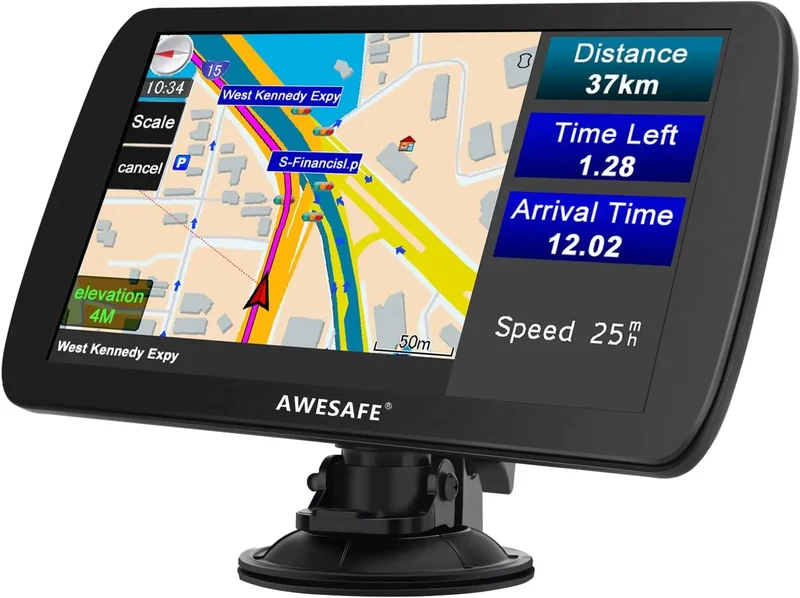 AWESAFE GPS Voiture Camion Écran Tactile 9 Pouces FM Bluetooth Cartes 2025 Mises à Jour Annuelles Gratuites