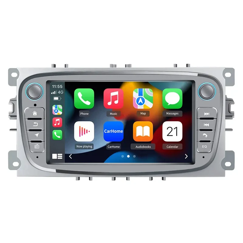 AWESAFE Android Autoradio 2G+32G für Ford Focus Mondeo S-Max C-Max Galaxy, Android 13 Radio mit Navi Carplay Android Auto unterstützt Lenkrad Bedienung Bluetooth Mirrorlink FM AM RDS - Silber
