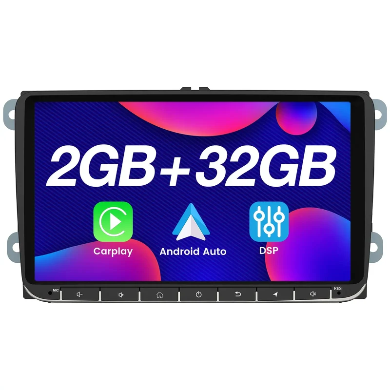 AWESAFE Autoradio 9 Zoll Android für VW Golf Seat Skoda mit GPS Navi /CarPlay&Android Auto/WiFi/Bluetooth Lenkradsteuerung