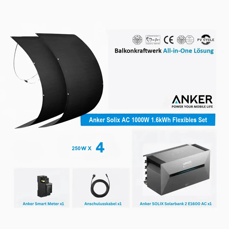 Anker AC flexible set 1,6 kWh 4 × 250W flexible solar panels