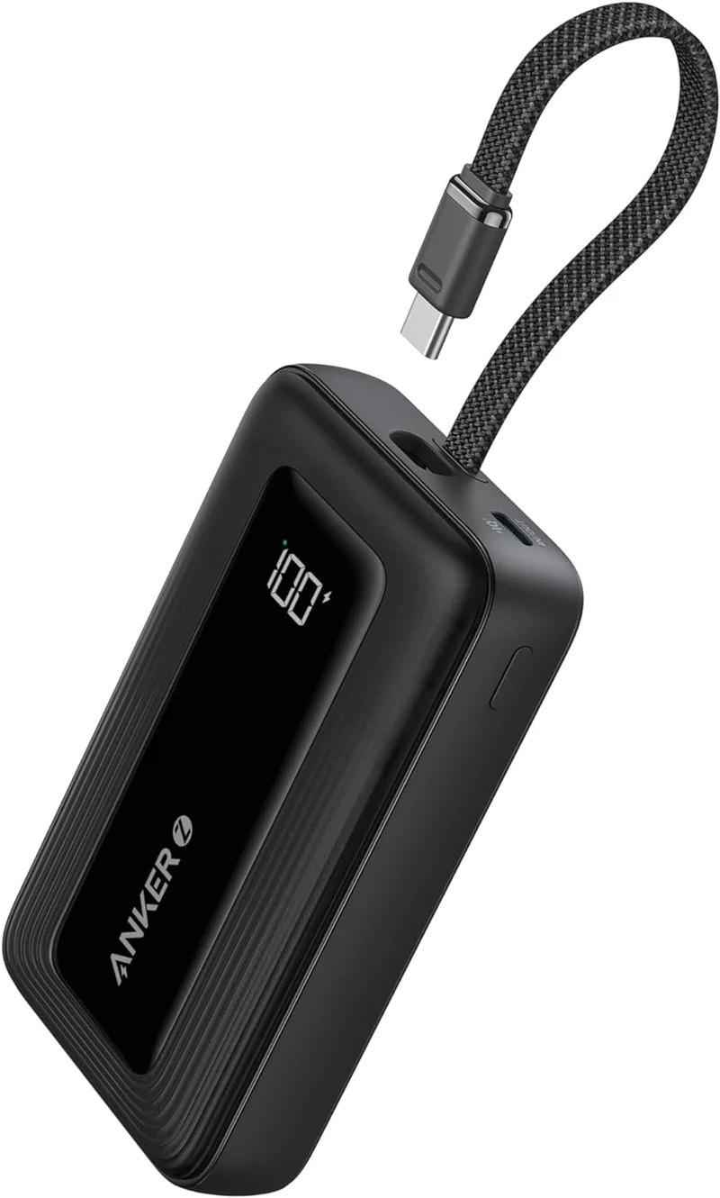 Anker Zolo Power Bank (20K, 30W, Built-In USB-C Cable)