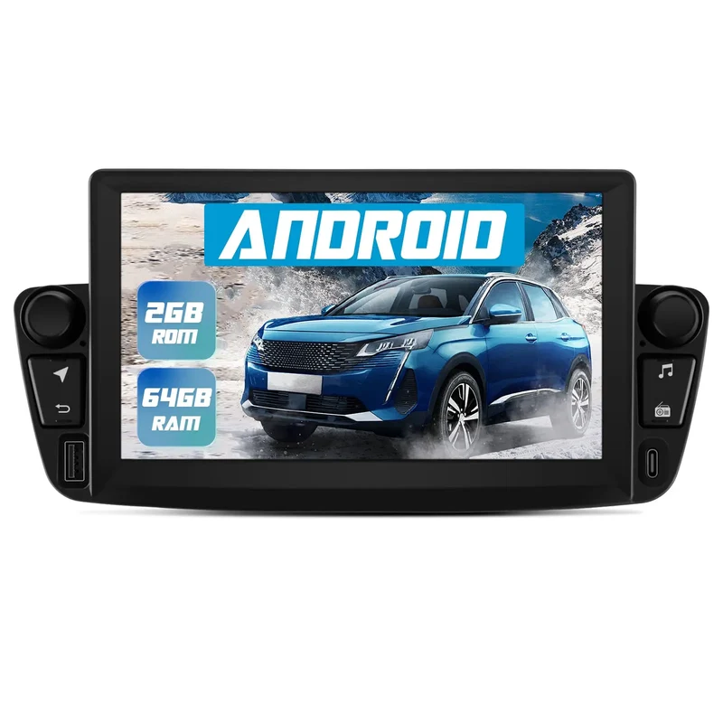 AWESAFE Radio Auto Android 2 GB + 64 GB Pentru Peugeot 107 / Citroën C1 / Toyota Aygo 2004–2014, Ecran 7", CarPlay, Android Auto, Bluetooth și Comenzi Pe Volan