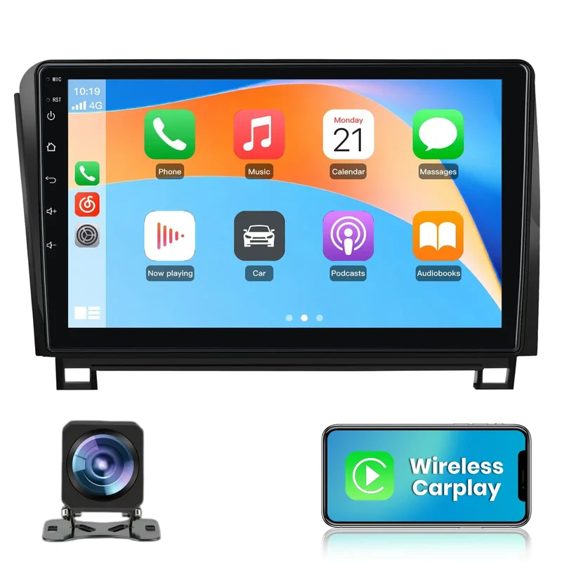 AWESFE 4GB+64GB Qualcomm 8 core Car Radio for Toyota Tundra 2007-2013 & Sequoia 2008-2018, 10" Touch Screen Upgrade with Wireless Carplay & Android Auto/DSP for JBL & No JBL